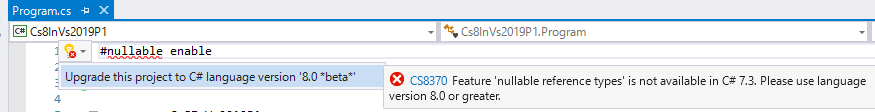 Upgrade this project to C# language version 8.0 *beta*