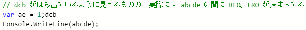 RLO, LRO を受け付ける環境での表示